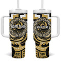 Aotearoa Ngati Tama Personalised Tumbler With Handle Maori Iwi Poutama Puhoro Tattoo