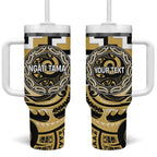 Aotearoa Ngati Tama Personalised Tumbler With Handle Maori Iwi Poutama Puhoro Tattoo
