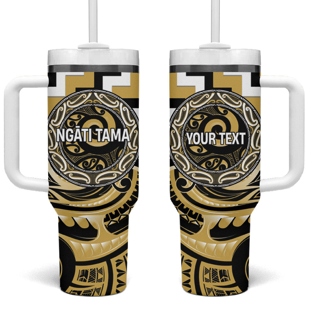 Aotearoa Ngati Tama Personalised Tumbler With Handle Maori Iwi Poutama Puhoro Tattoo