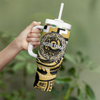 Aotearoa Ngati Tama Personalised Tumbler With Handle Maori Iwi Poutama Puhoro Tattoo