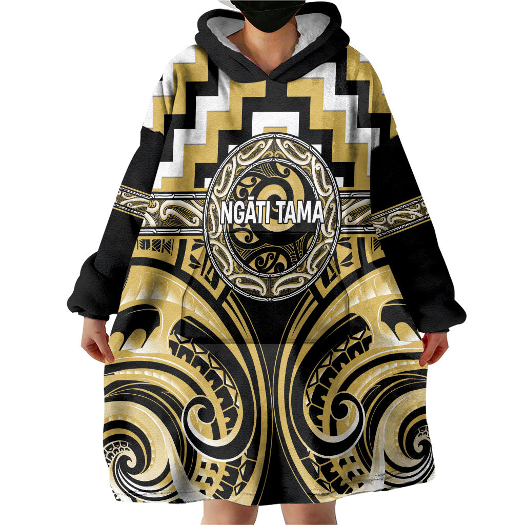 Aotearoa Ngati Tama Personalised Wearable Blanket Hoodie Maori Iwi Poutama Puhoro Tattoo