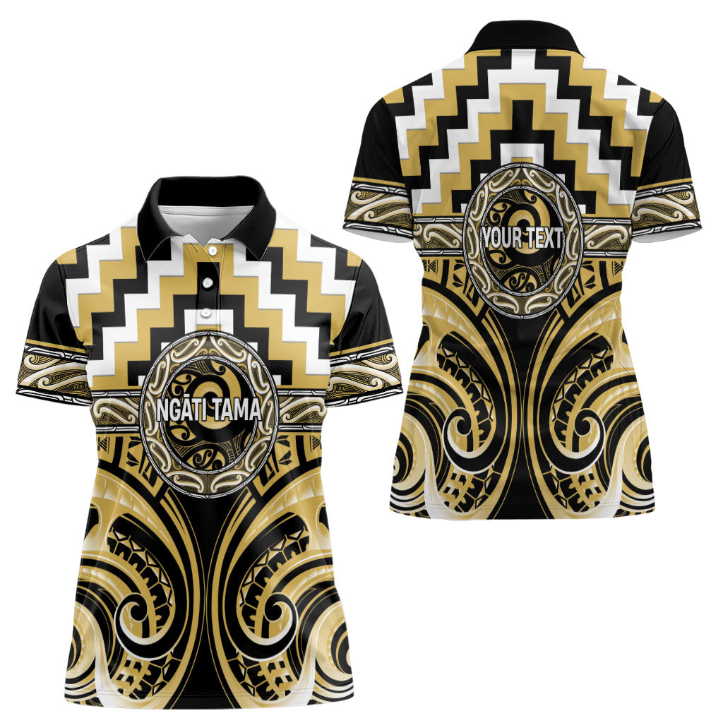 Aotearoa Ngati Tama Personalised Women Polo Shirt Maori Iwi Poutama Puhoro Tattoo