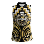 Aotearoa Ngati Tama Personalised Women Sleeveless Polo Shirt Maori Iwi Poutama Puhoro Tattoo