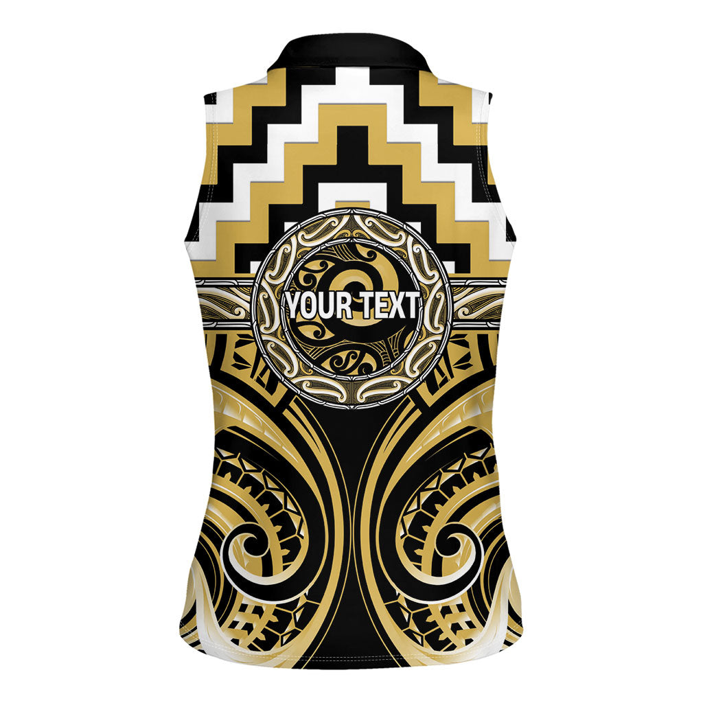 Aotearoa Ngati Tama Personalised Women Sleeveless Polo Shirt Maori Iwi Poutama Puhoro Tattoo
