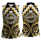 Aotearoa Ngati Tama Personalised Women Sleeveless Polo Shirt Maori Iwi Poutama Puhoro Tattoo