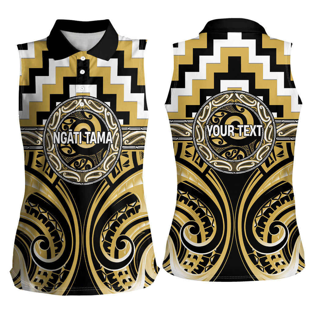 Aotearoa Ngati Tama Personalised Women Sleeveless Polo Shirt Maori Iwi Poutama Puhoro Tattoo