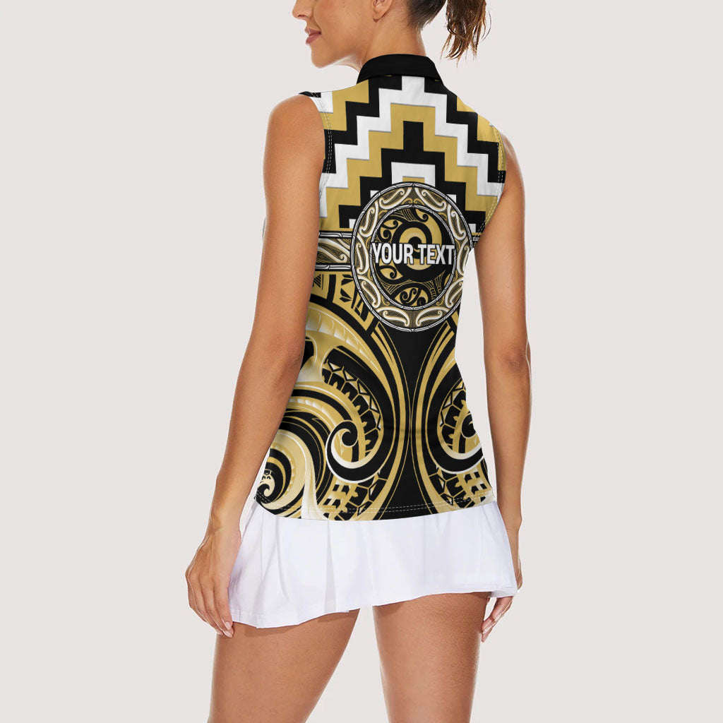Aotearoa Ngati Tama Personalised Women Sleeveless Polo Shirt Maori Iwi Poutama Puhoro Tattoo