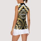 Aotearoa Ngati Tama Personalised Women Sleeveless Polo Shirt Maori Iwi Poutama Puhoro Tattoo