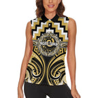 Aotearoa Ngati Tama Personalised Women Sleeveless Polo Shirt Maori Iwi Poutama Puhoro Tattoo