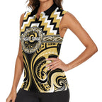 Aotearoa Ngati Tama Personalised Women Sleeveless Polo Shirt Maori Iwi Poutama Puhoro Tattoo