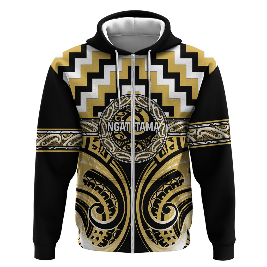 Aotearoa Ngati Tama Personalised Zip Hoodie Maori Iwi Poutama Puhoro Tattoo