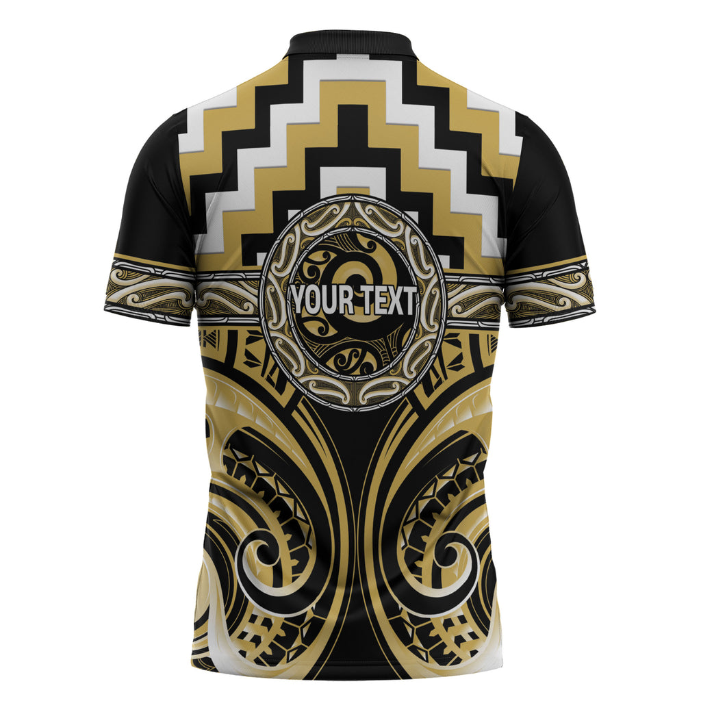Aotearoa Ngati Tama Personalised Zipper Polo Shirt Maori Iwi Poutama Puhoro Tattoo