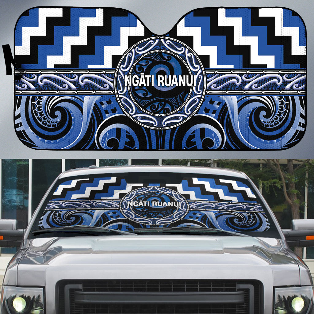 Aotearoa Ngati Ruanui Auto Sun Shade Maori Iwi Poutama Puhoro Tattoo