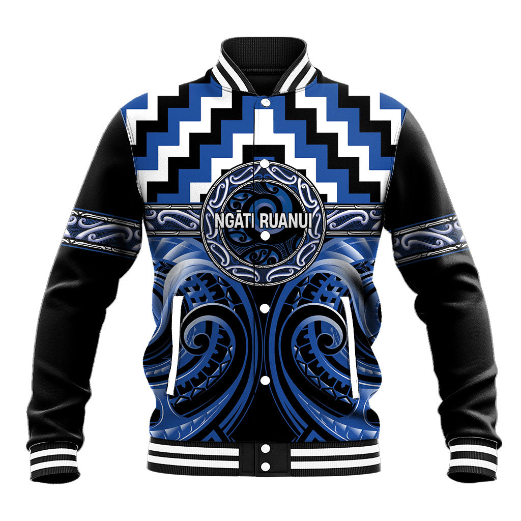 Aotearoa Ngati Ruanui Personalised Baseball Jacket Maori Iwi Poutama Puhoro Tattoo