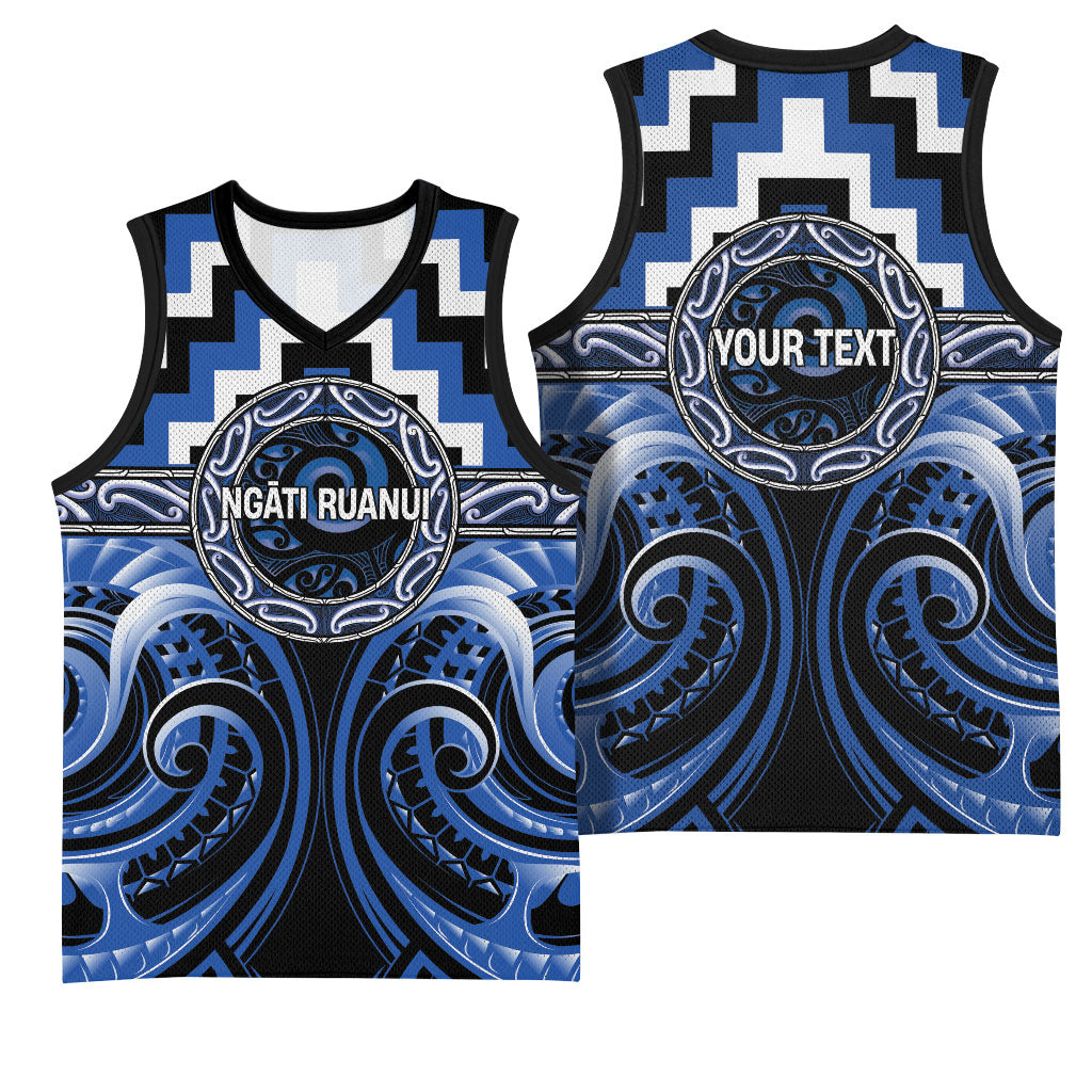 Aotearoa Ngati Ruanui Personalised Basketball Jersey Maori Iwi Poutama Puhoro Tattoo