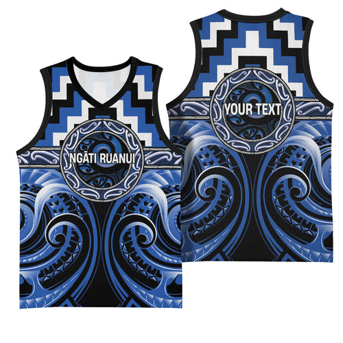 Aotearoa Ngati Ruanui Personalised Basketball Jersey Maori Iwi Poutama Puhoro Tattoo