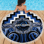 Aotearoa Ngati Ruanui Beach Blanket Maori Iwi Poutama Puhoro Tattoo