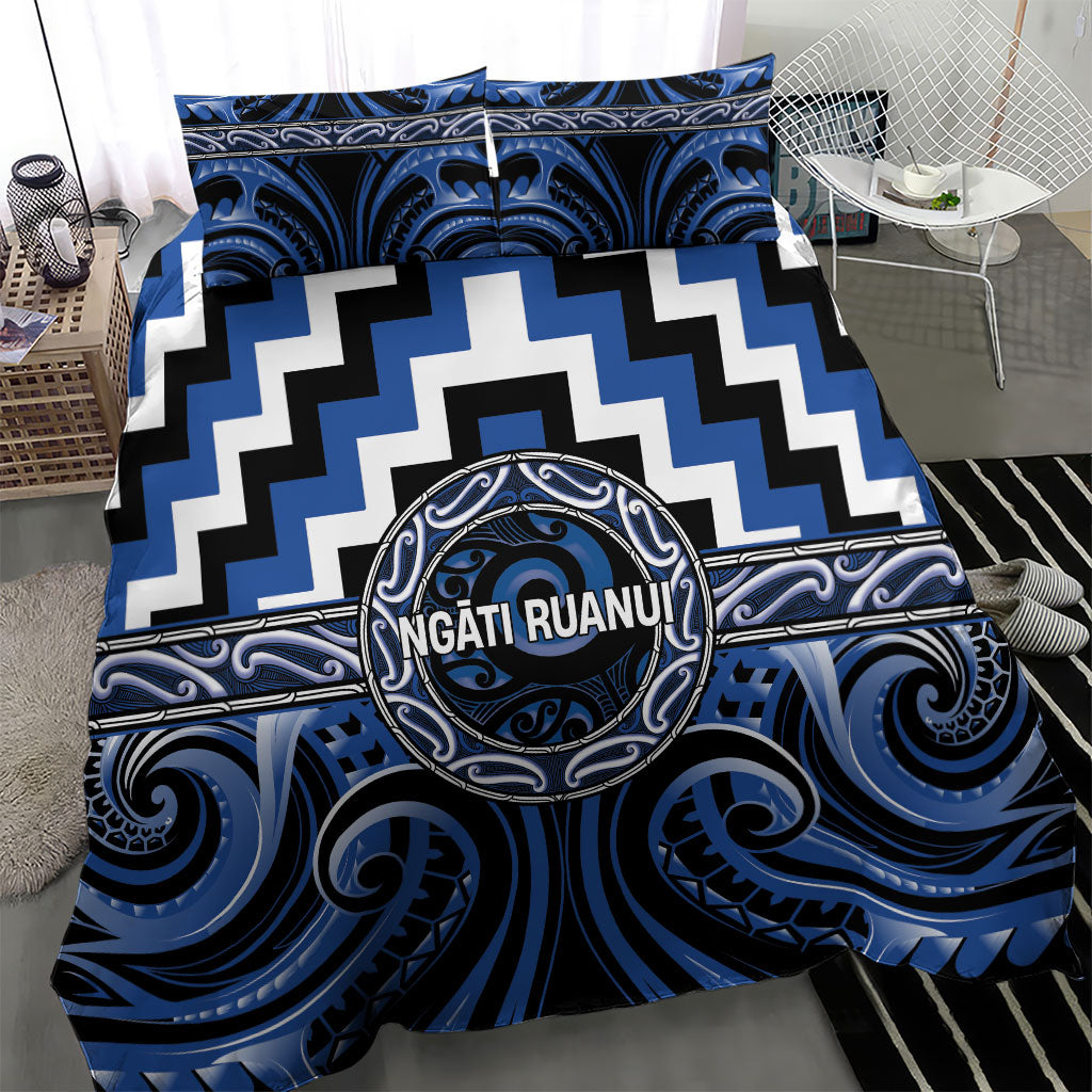 Aotearoa Ngati Ruanui Bedding Set Maori Iwi Poutama Puhoro Tattoo