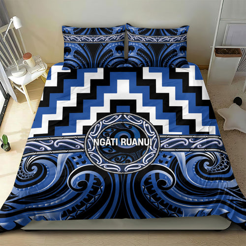Aotearoa Ngati Ruanui Bedding Set Maori Iwi Poutama Puhoro Tattoo