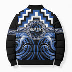 Aotearoa Ngati Ruanui Personalised Bomber Puffer Jacket Maori Iwi Poutama Puhoro Tattoo