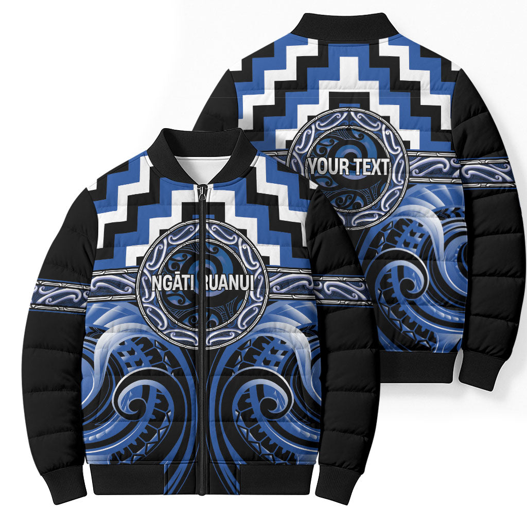 Aotearoa Ngati Ruanui Personalised Bomber Puffer Jacket Maori Iwi Poutama Puhoro Tattoo