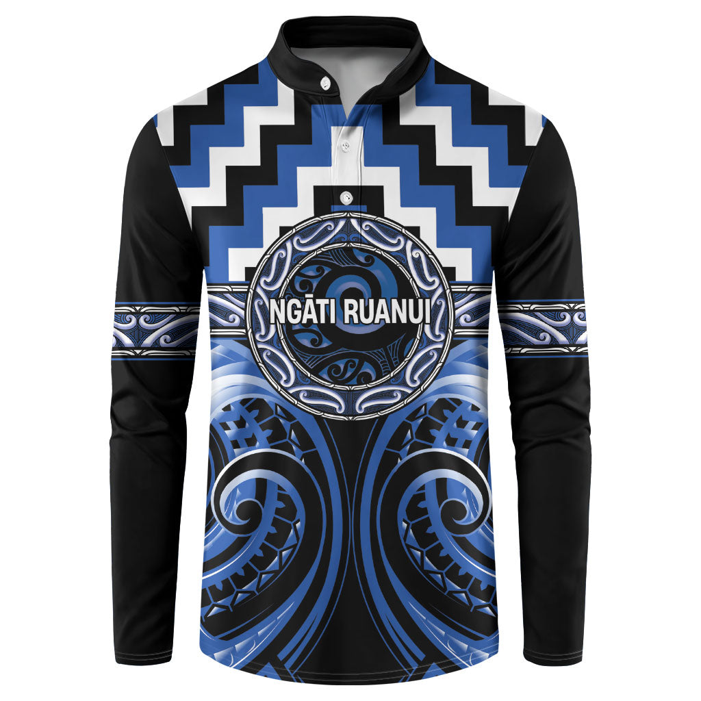 Aotearoa Ngati Ruanui Personalised Button Sweatshirt Maori Iwi Poutama Puhoro Tattoo