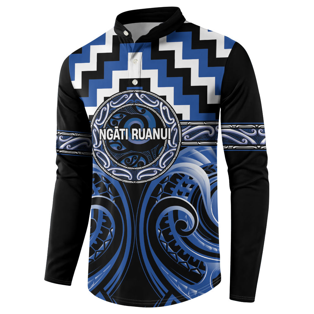Aotearoa Ngati Ruanui Personalised Button Sweatshirt Maori Iwi Poutama Puhoro Tattoo