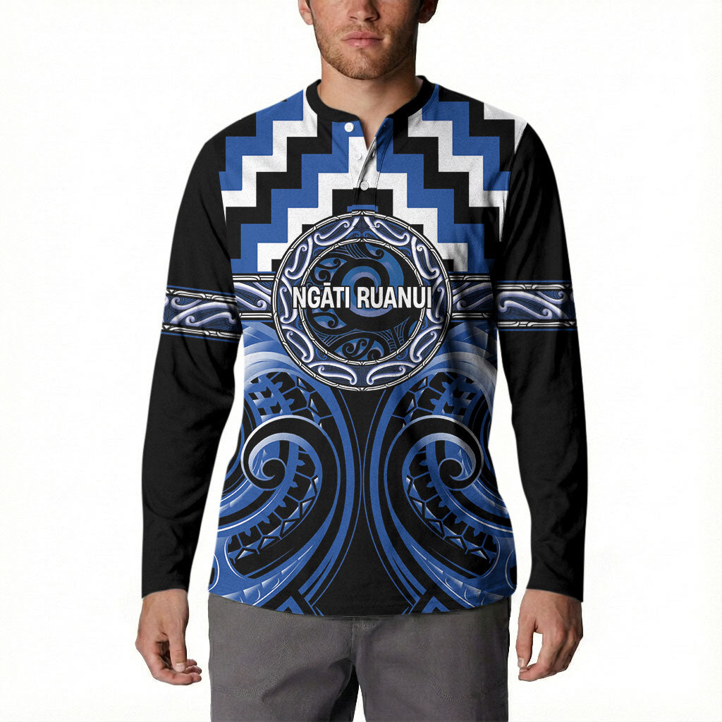 Aotearoa Ngati Ruanui Personalised Button Sweatshirt Maori Iwi Poutama Puhoro Tattoo