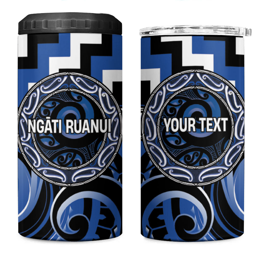 Aotearoa Ngati Ruanui Personalised 4 in 1 Can Cooler Tumbler Maori Iwi Poutama Puhoro Tattoo