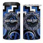 Aotearoa Ngati Ruanui Personalised 4 in 1 Can Cooler Tumbler Maori Iwi Poutama Puhoro Tattoo