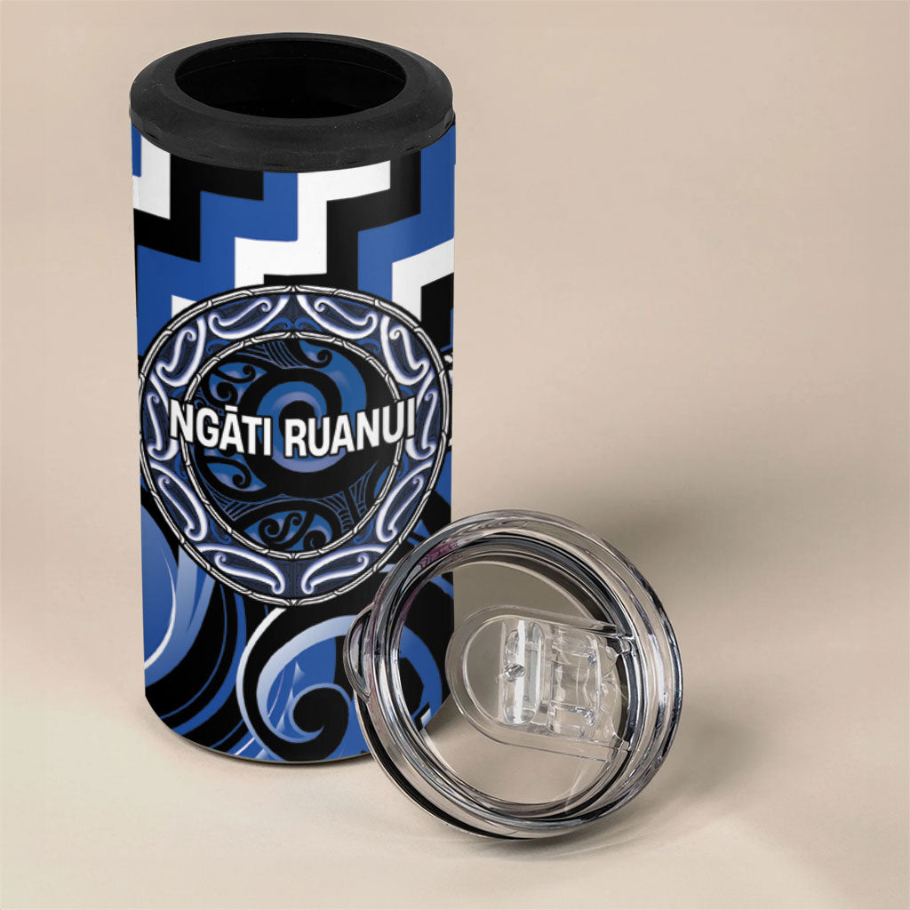 Aotearoa Ngati Ruanui Personalised 4 in 1 Can Cooler Tumbler Maori Iwi Poutama Puhoro Tattoo