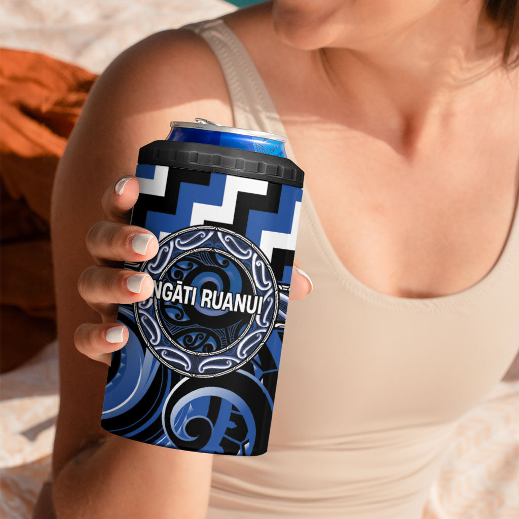 Aotearoa Ngati Ruanui Personalised 4 in 1 Can Cooler Tumbler Maori Iwi Poutama Puhoro Tattoo