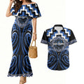 Aotearoa Ngati Ruanui Personalised Couples Matching Mermaid Dress and Hawaiian Shirt Maori Iwi Poutama Puhoro Tattoo