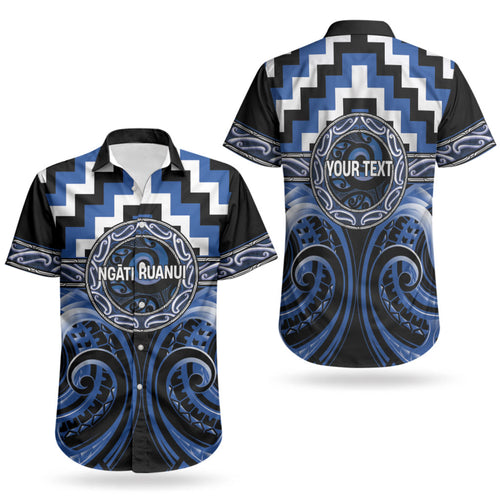 Aotearoa Ngati Ruanui Personalised Couples Matching Off Shoulder Maxi Dress and Hawaiian Shirt Maori Iwi Poutama Puhoro Tattoo