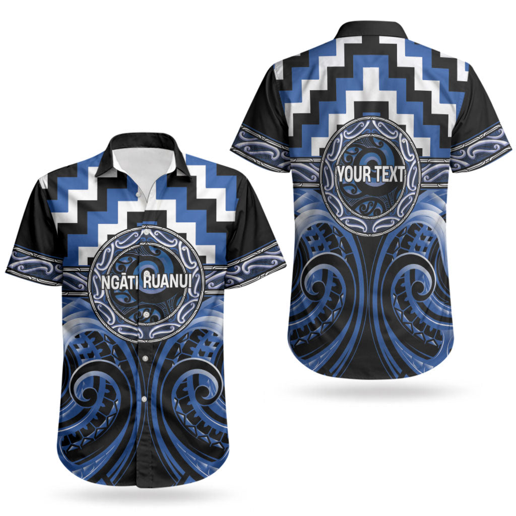 Aotearoa Ngati Ruanui Personalised Couples Matching Off Shoulder Short Dress and Hawaiian Shirt Maori Iwi Poutama Puhoro Tattoo