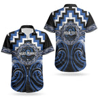 Aotearoa Ngati Ruanui Personalised Couples Matching Short Sleeve Bodycon Dress and Hawaiian Shirt Maori Iwi Poutama Puhoro Tattoo