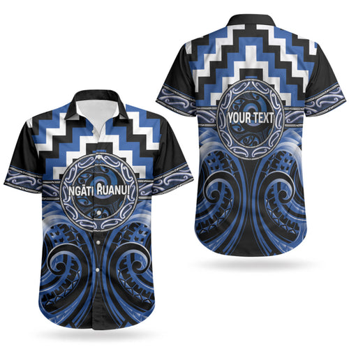 Aotearoa Ngati Ruanui Personalised Couples Matching Tank Maxi Dress and Hawaiian Shirt Maori Iwi Poutama Puhoro Tattoo