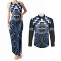 Aotearoa Ngati Ruanui Personalised Couples Matching Tank Maxi Dress and Long Sleeve Button Shirt Maori Iwi Poutama Puhoro Tattoo