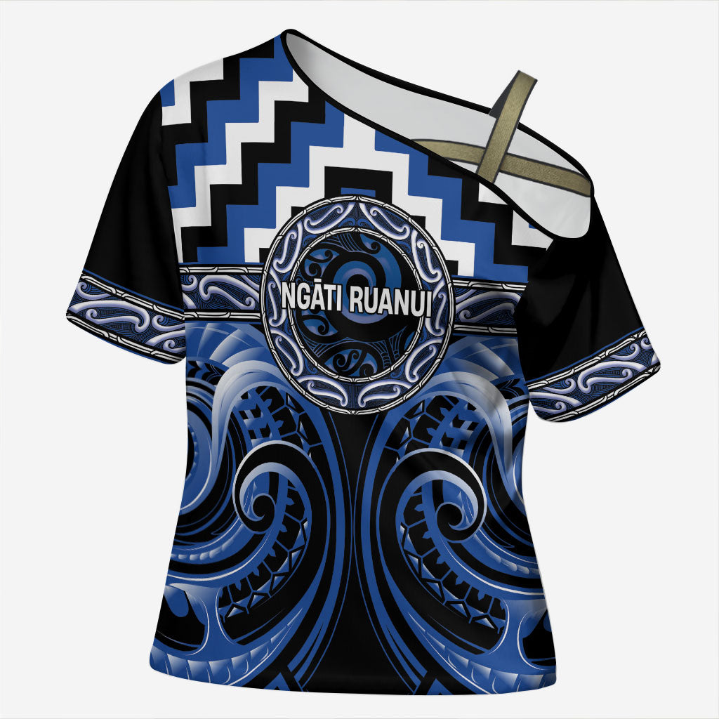 Aotearoa Ngati Ruanui Personalised Cross Shoulder Shirt Maori Iwi Poutama Puhoro Tattoo