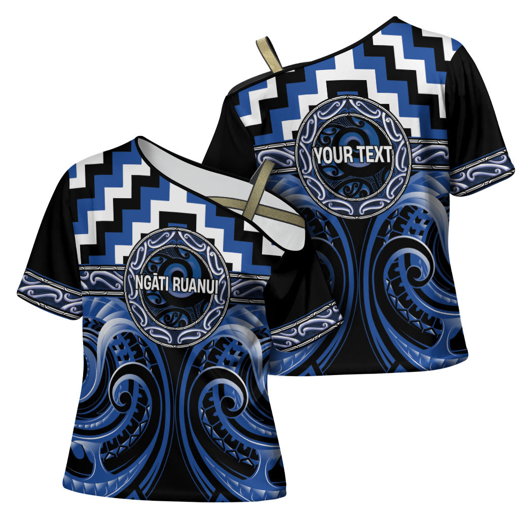 Aotearoa Ngati Ruanui Personalised Cross Shoulder Shirt Maori Iwi Poutama Puhoro Tattoo