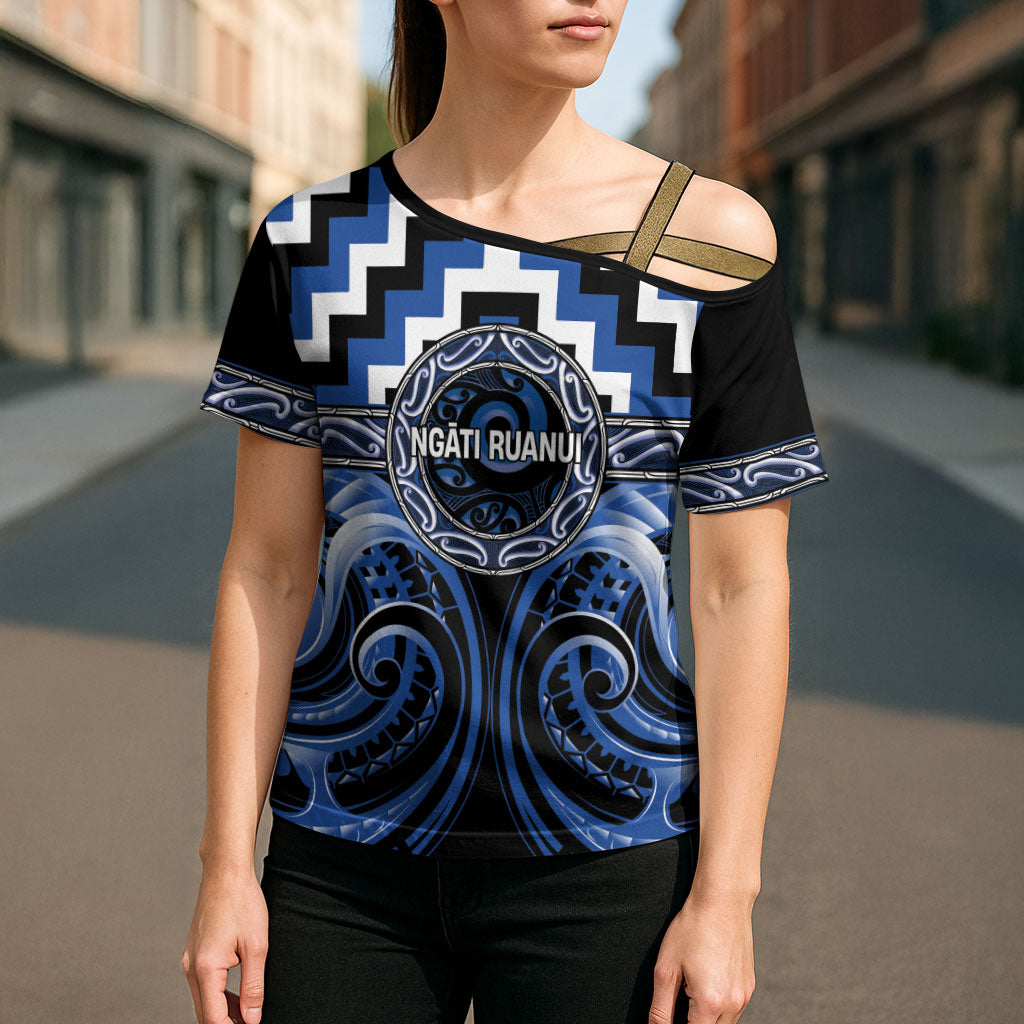 Aotearoa Ngati Ruanui Personalised Cross Shoulder Shirt Maori Iwi Poutama Puhoro Tattoo