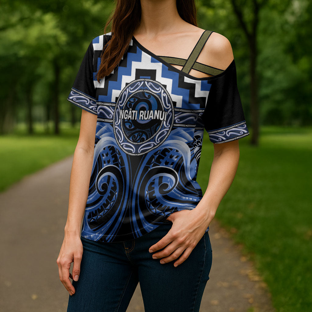 Aotearoa Ngati Ruanui Personalised Cross Shoulder Shirt Maori Iwi Poutama Puhoro Tattoo