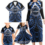 Aotearoa Ngati Ruanui Personalised Family Matching Long Sleeve Bodycon Dress and Hawaiian Shirt Maori Iwi Poutama Puhoro Tattoo