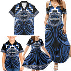 Aotearoa Ngati Ruanui Personalised Family Matching Summer Maxi Dress and Hawaiian Shirt Maori Iwi Poutama Puhoro Tattoo