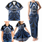 Aotearoa Ngati Ruanui Personalised Family Matching Tank Maxi Dress and Hawaiian Shirt Maori Iwi Poutama Puhoro Tattoo