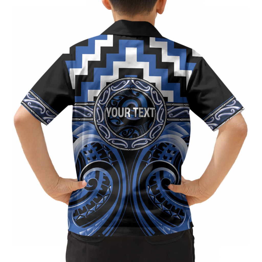 Aotearoa Ngati Ruanui Personalised Kid Hawaiian Shirt Maori Iwi Poutama Puhoro Tattoo