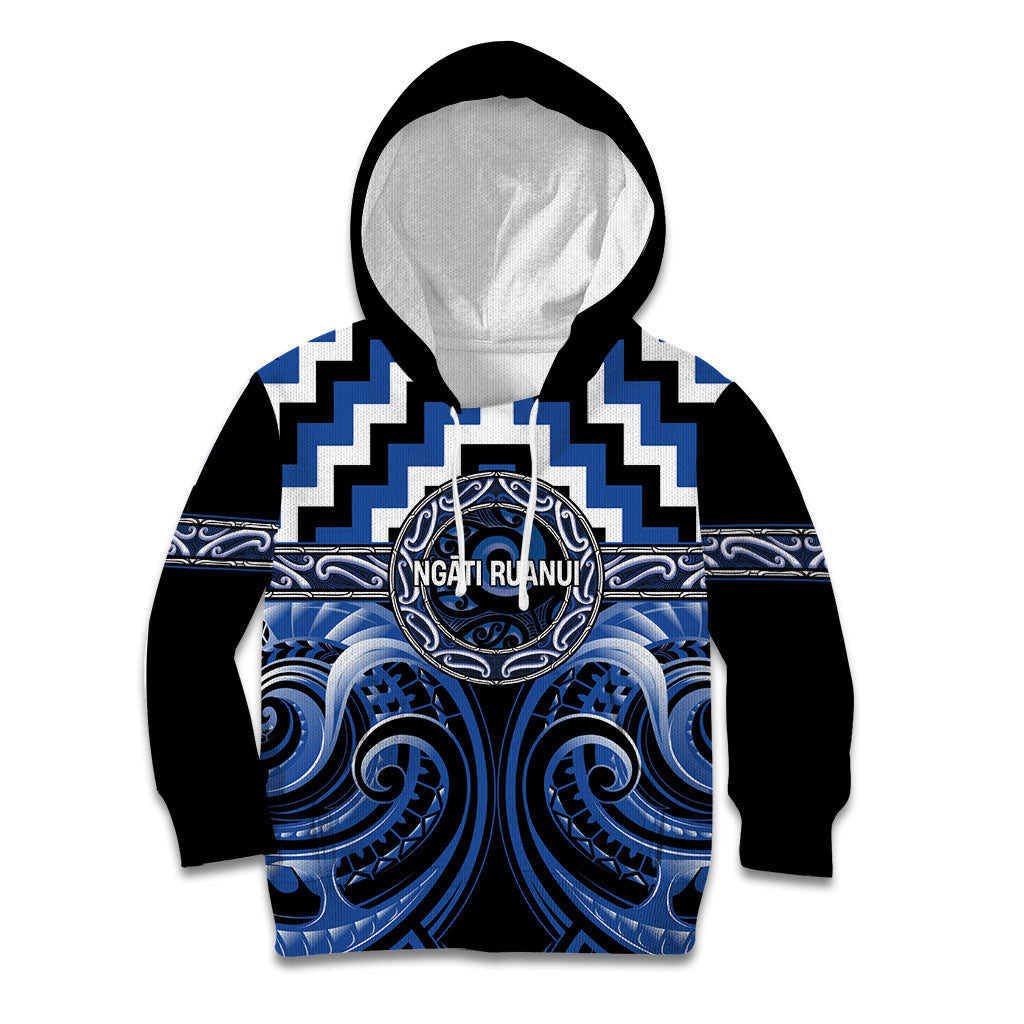 Aotearoa Ngati Ruanui Personalised Kid Hoodie Maori Iwi Poutama Puhoro Tattoo