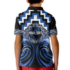 Aotearoa Ngati Ruanui Personalised Kid Polo Shirt Maori Iwi Poutama Puhoro Tattoo