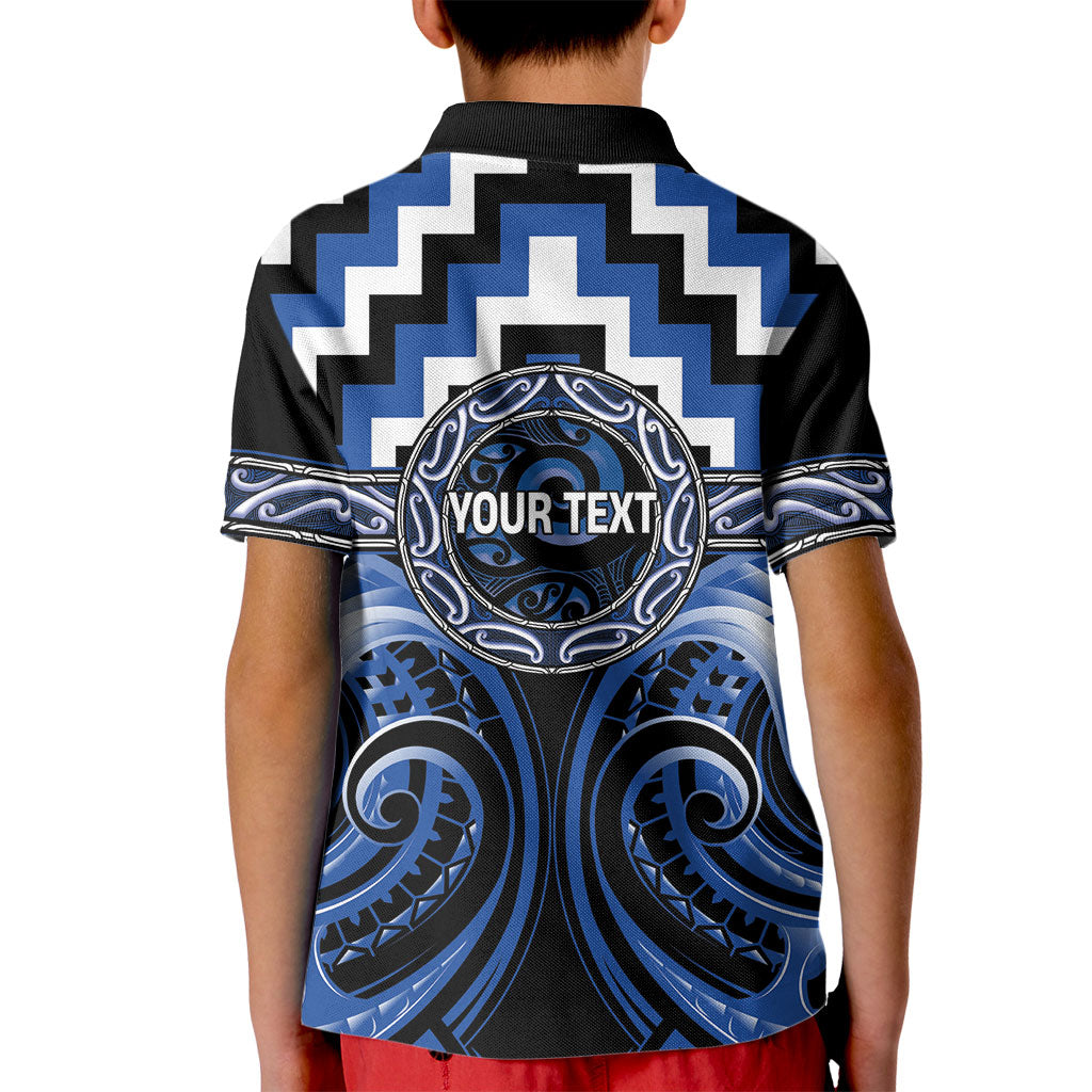 Aotearoa Ngati Ruanui Personalised Kid Polo Shirt Maori Iwi Poutama Puhoro Tattoo