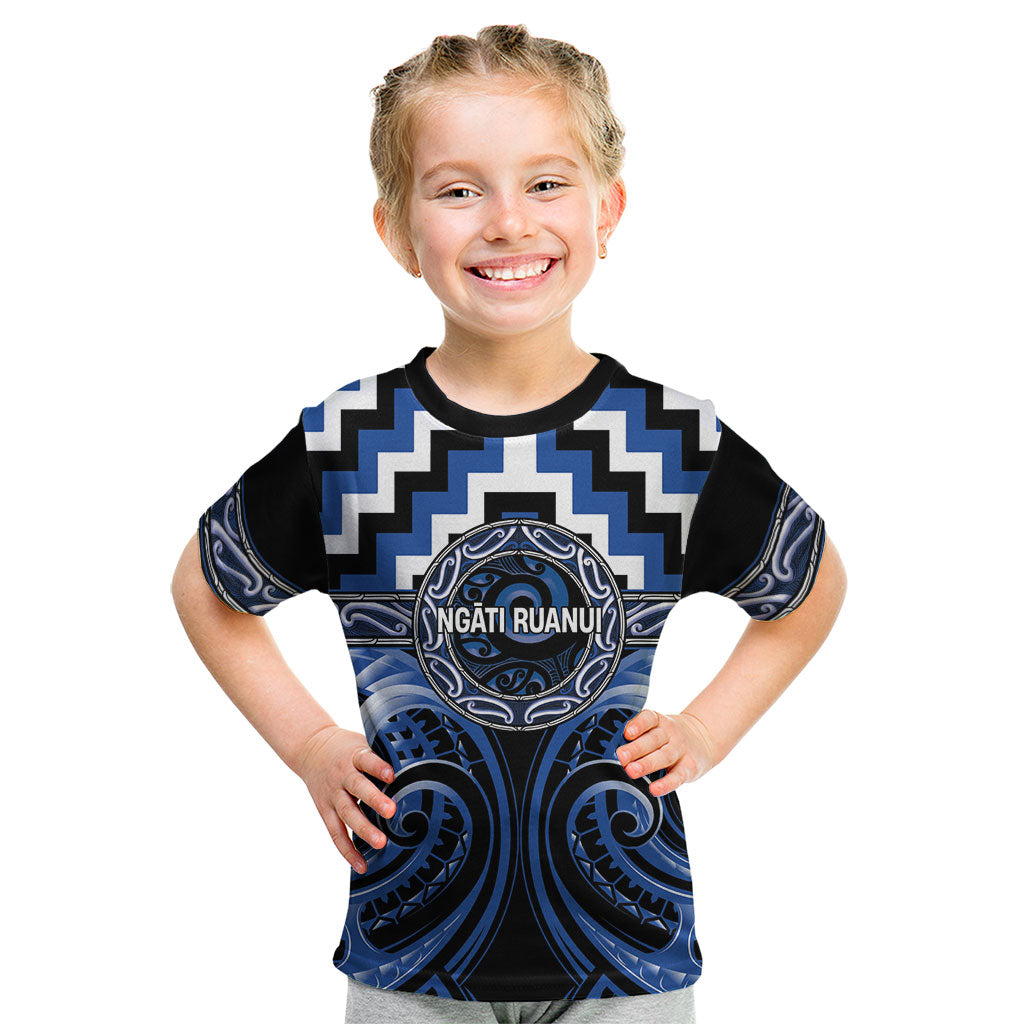 Aotearoa Ngati Ruanui Personalised Kid T Shirt Maori Iwi Poutama Puhoro Tattoo